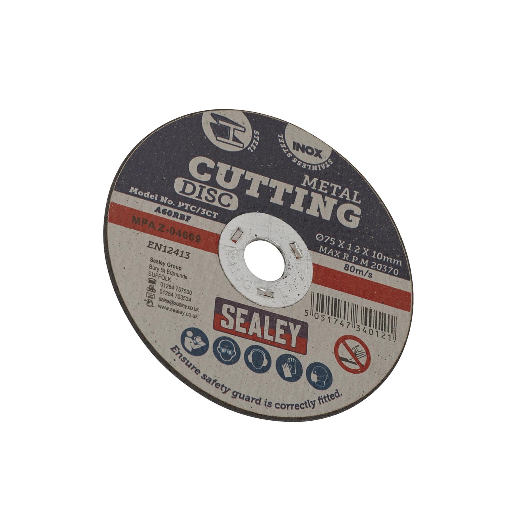 Sealey Cutting Disc Ø75 x 1.2mm 10mm Bore For Stainless Steel