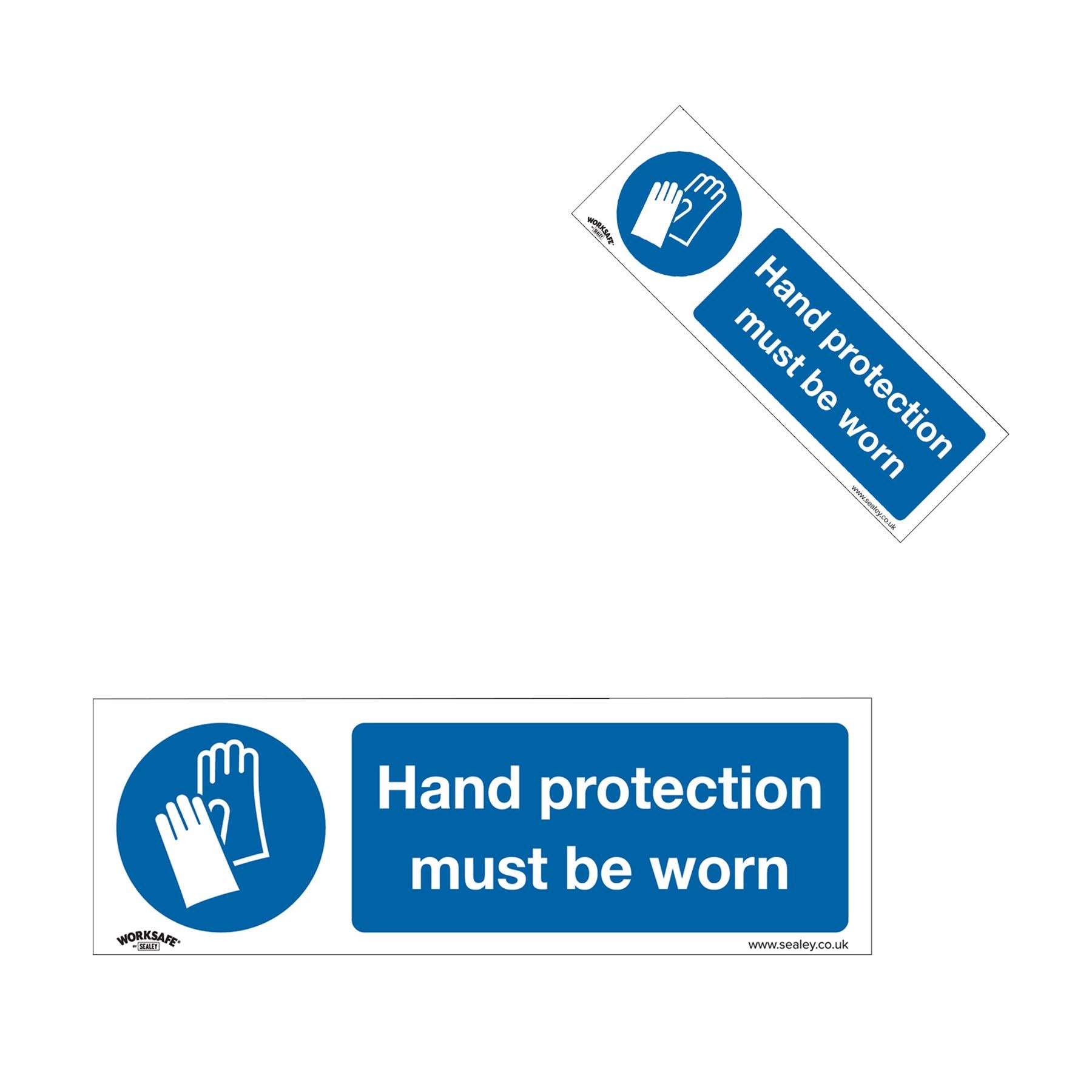 Sealey Safety Sign-Hand Protection Must Be Worn-Self-Adhes-Pk of 10
