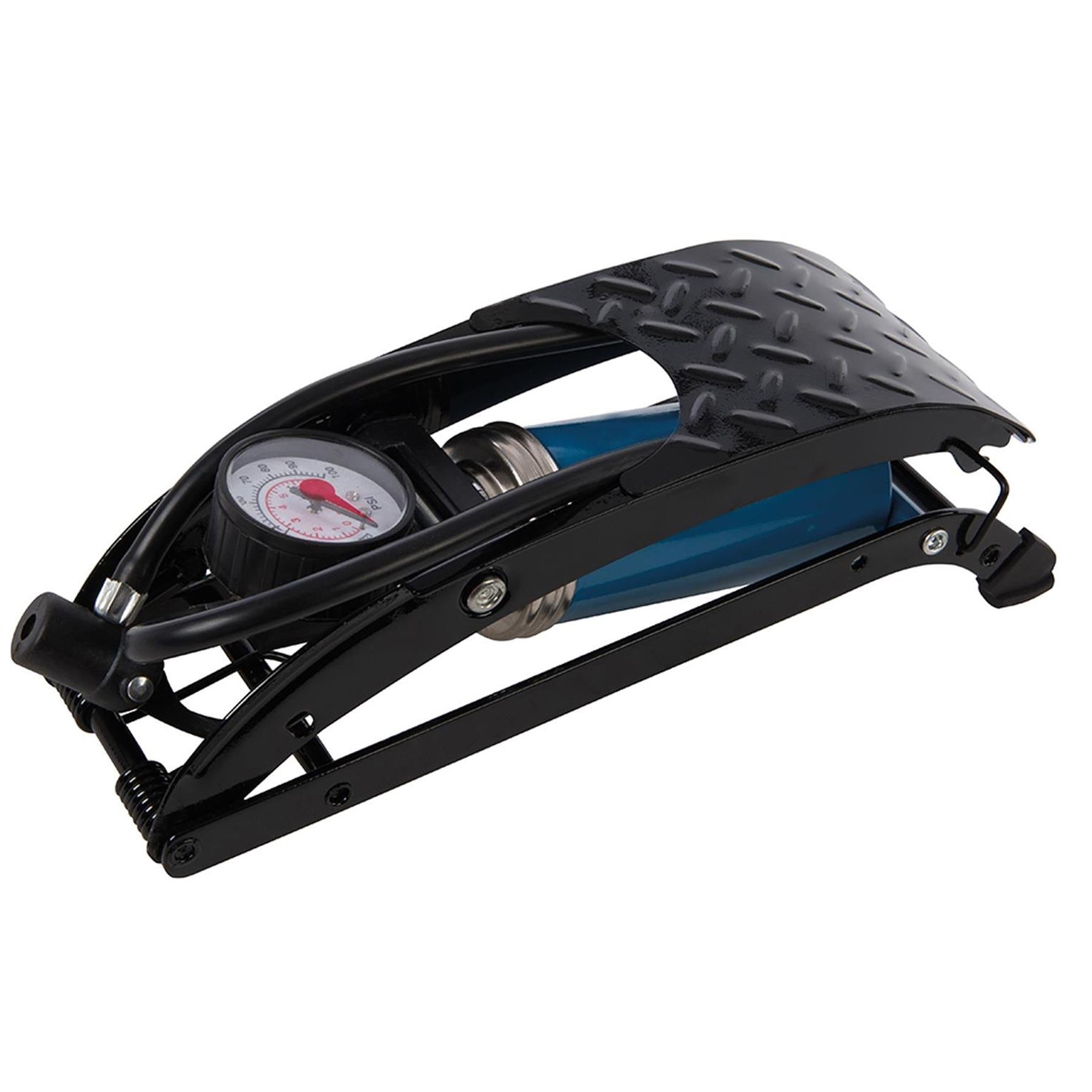 Foot Pump Single Barrel 280cc Per Stroke Metal Valve 550mm Braided Hose