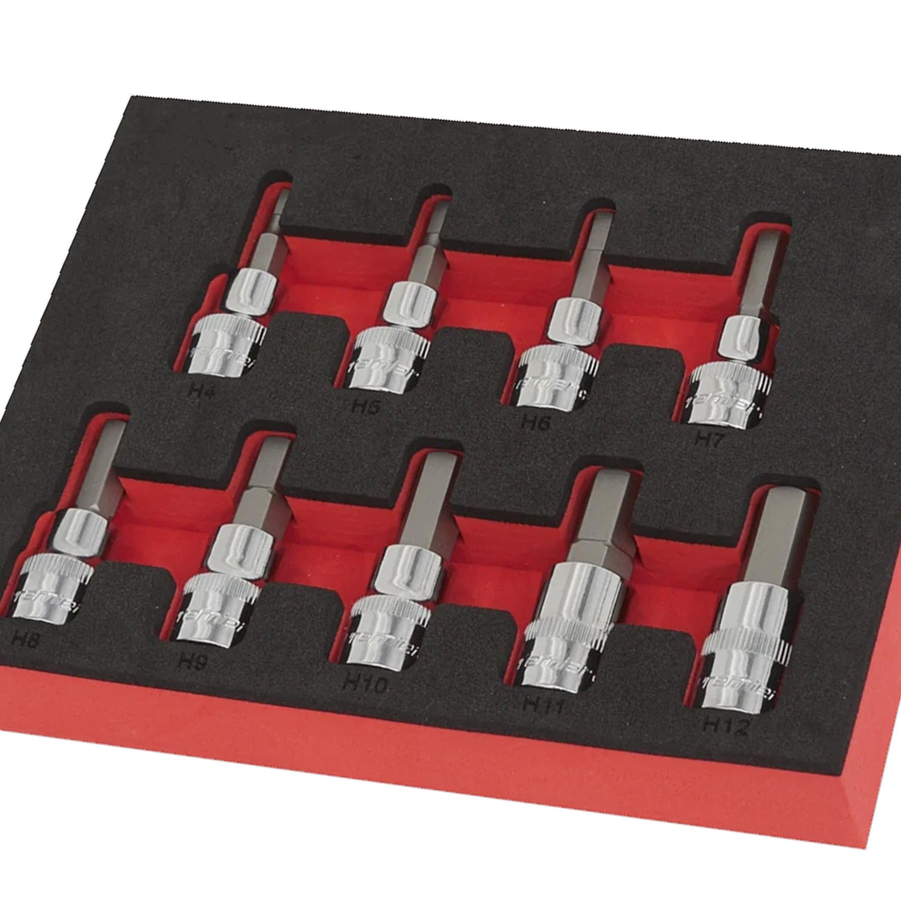Sealey Hex Socket Bit Set 9pc 3/8"Sq Drive Metric