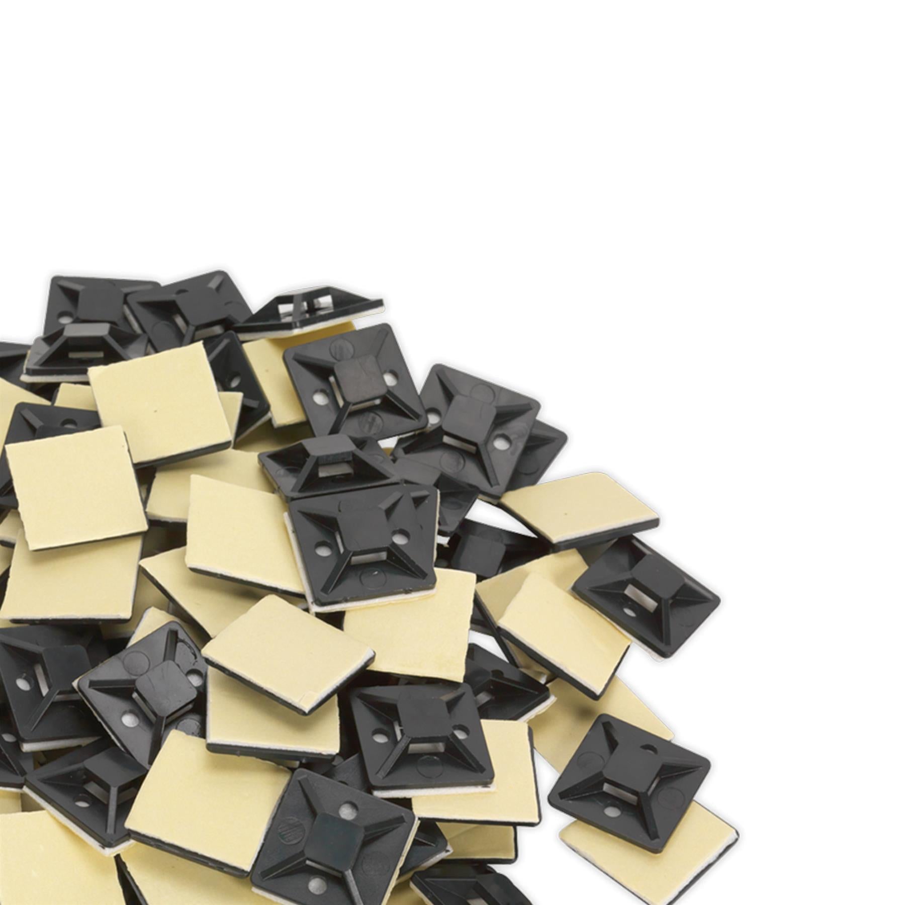 Sealey Self-Adhesive Cable Tie Mount 25 x 25mm Black Pack of 100