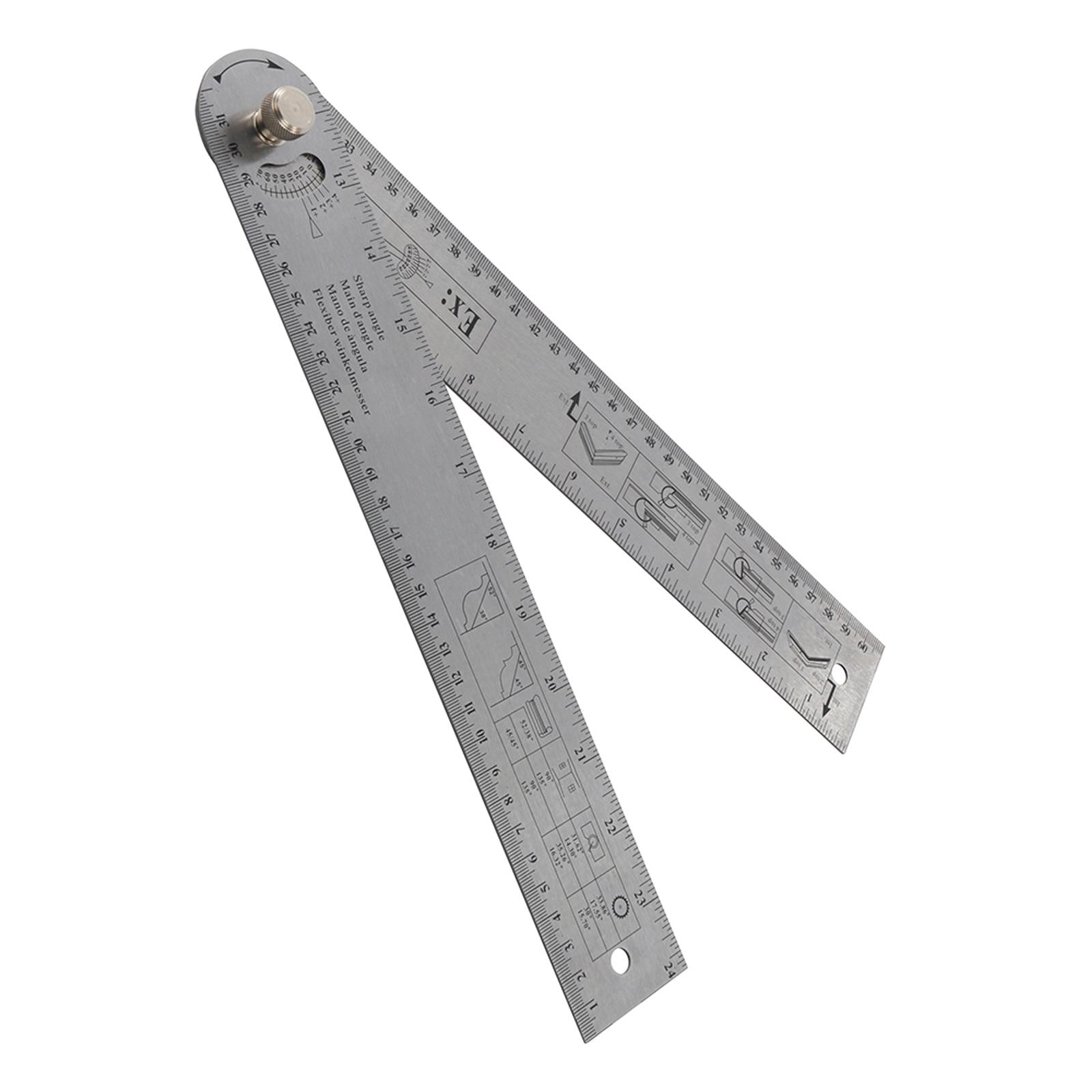 180 & 360 Degree Angle Finder Protractor Tool 600mm Steel Ruler Metric Imperial