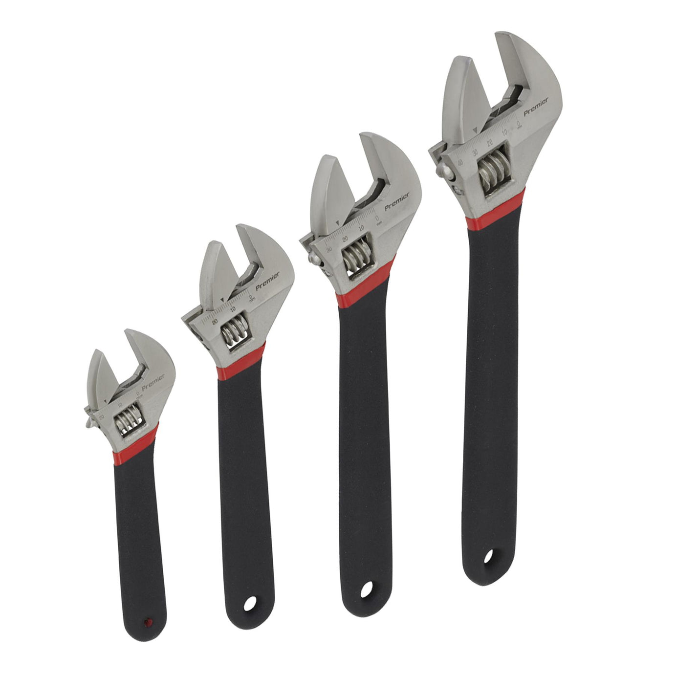 Sealey Adjustable Wrench Set 4pc Ni-Fe Finish