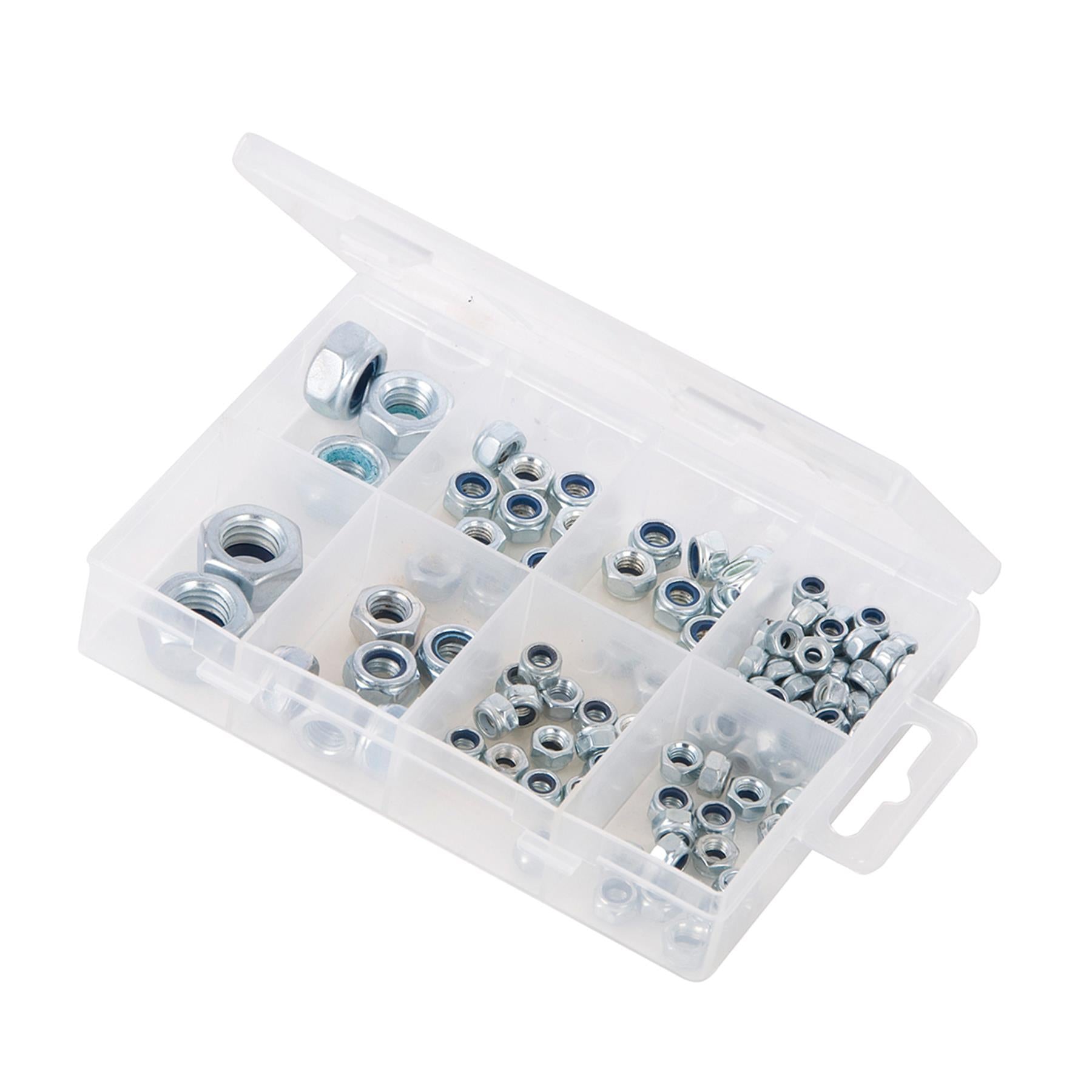 108Pce Lock Nuts Pack Secure Tight Fitting Around Threads Firm M4-M12 Size