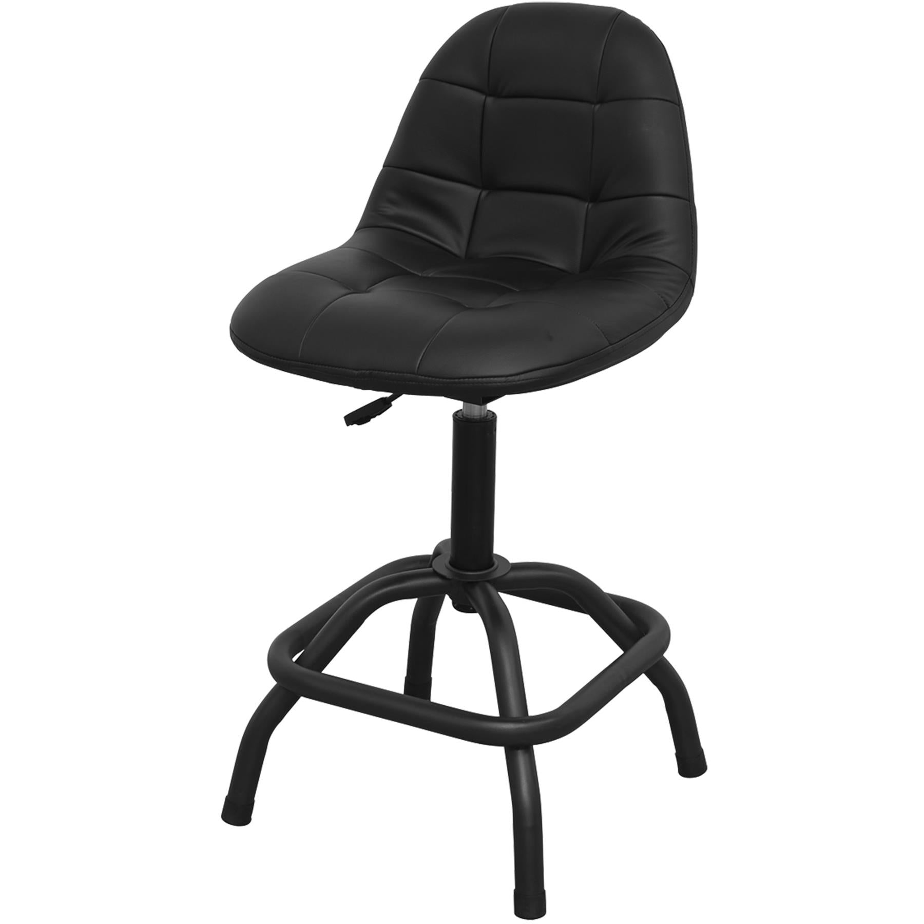 Sealey Workshop Stool Pneumatic w/ Ad. Ht. Swivel Seat & Back Rest