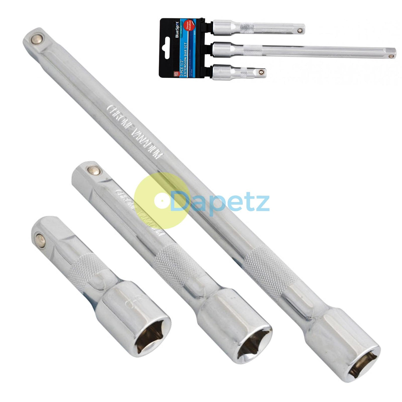 BlueSpot 3 Piece Spring Loaded 1/2 Inch Extension Bar Set 3, 5 and 10 Inch