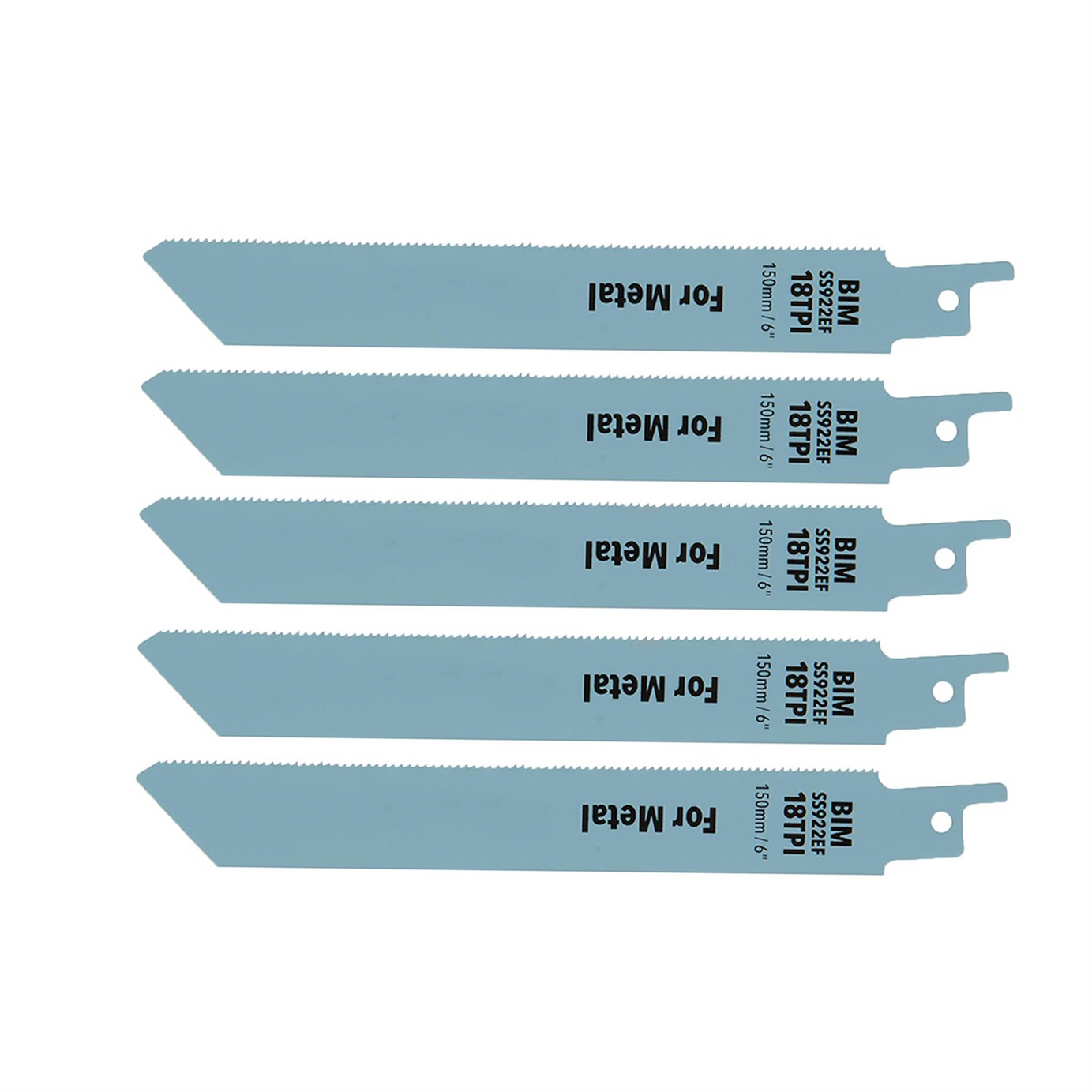 Heavy Duty 5 x Reciprocating Saw Blades 18 Tpi 150mm Metal Cutting Straight Fine