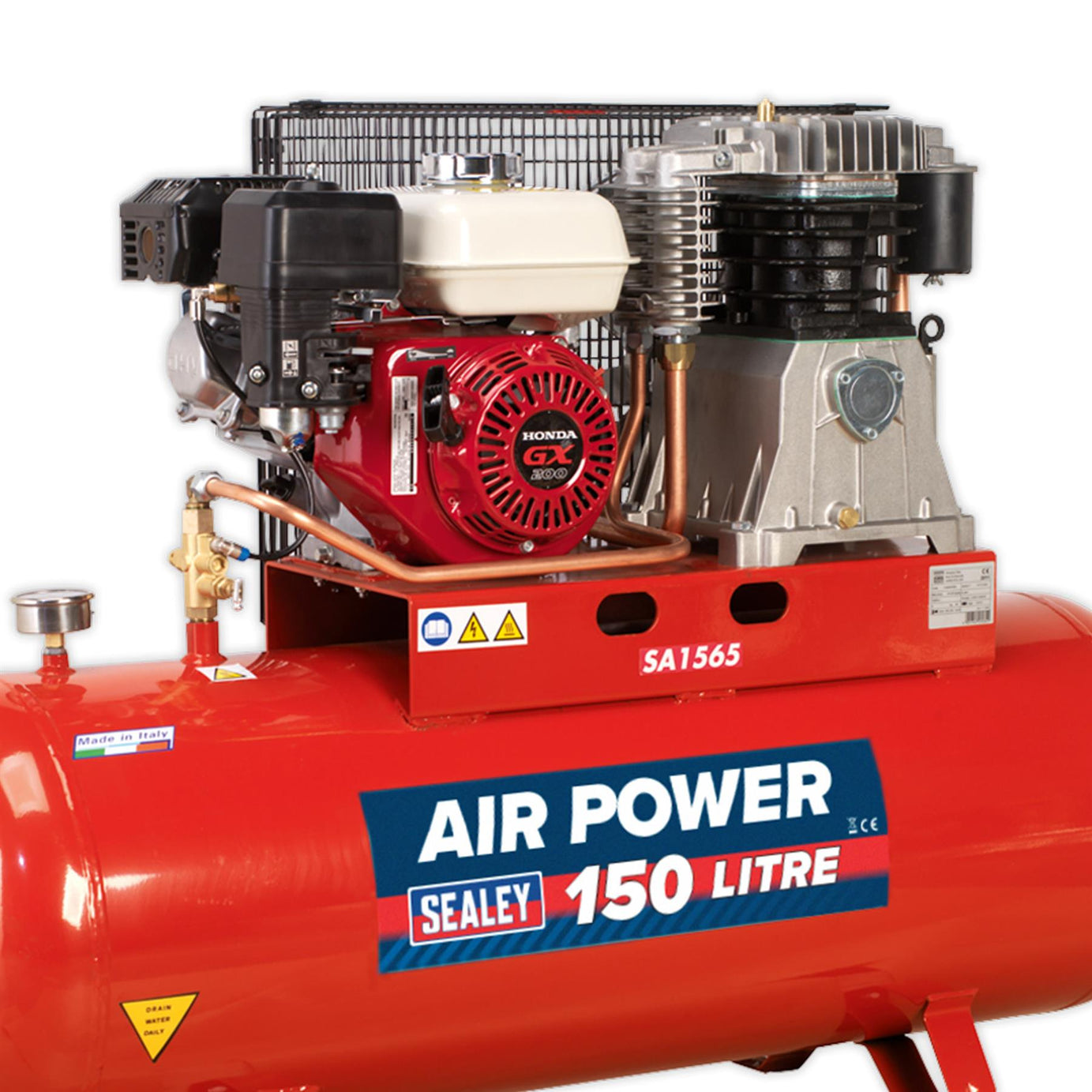 Sealey Compressor 150L Belt Drive Petrol Engine 6.5hp