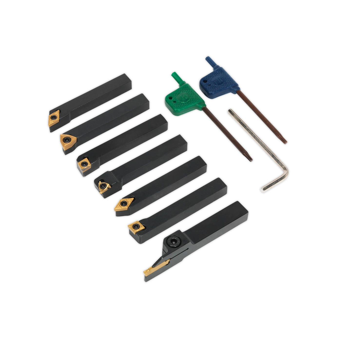 Sealey Indexable 10mm Lathe Turning Tool Set 7pc Storage Box