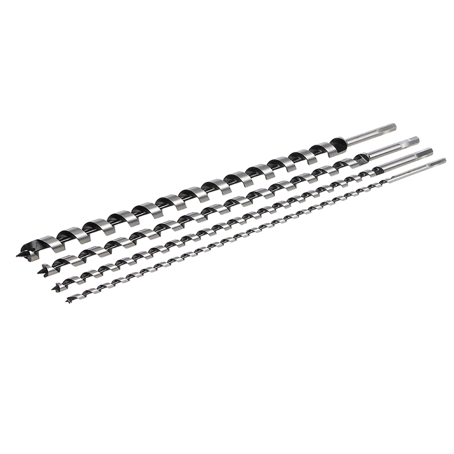4Pce Long Auger Bit 8mm - 24mm Hand Tools Holes Cutting Hex Shank Drill