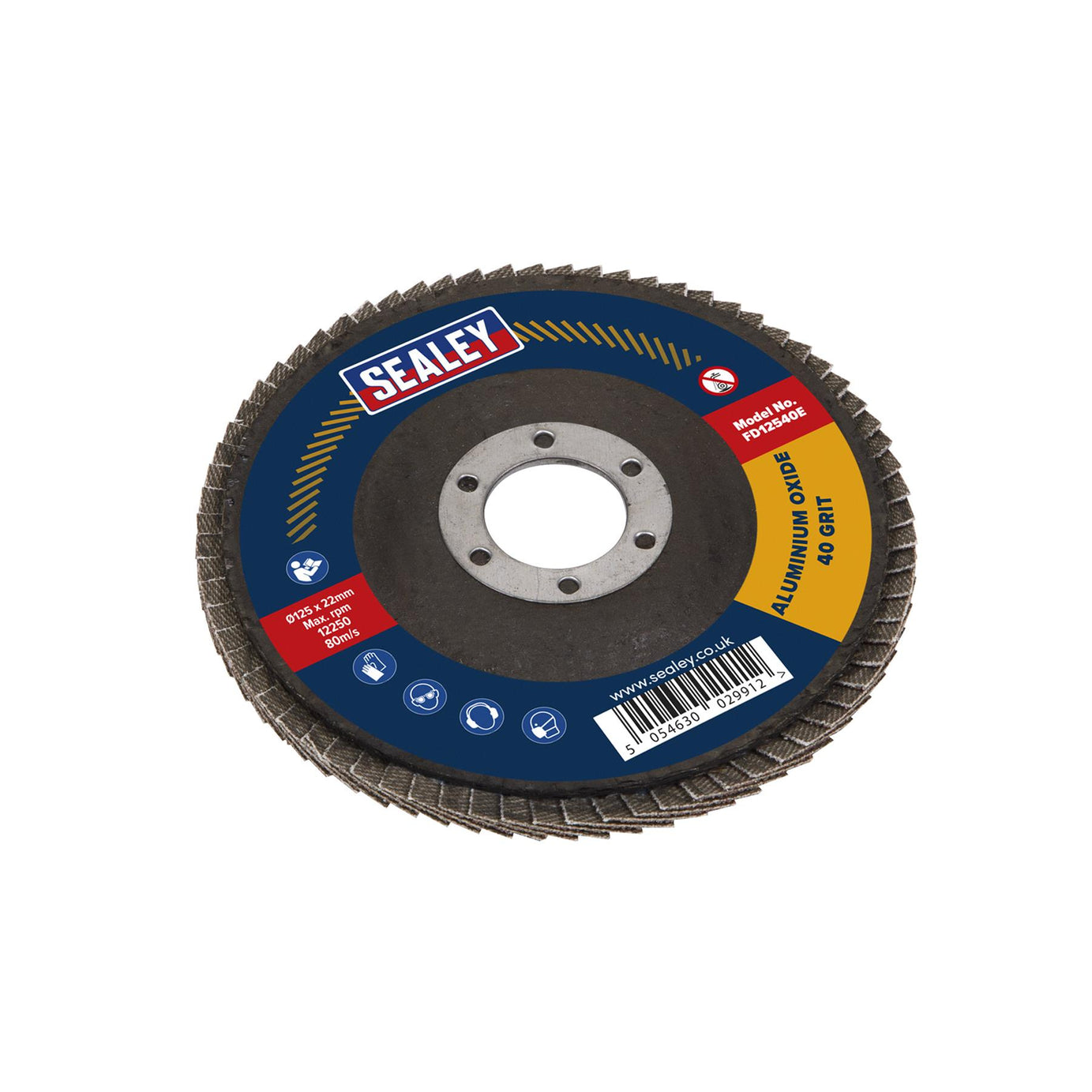Sealey Flap Disc Aluminium Oxide Ø125mm Ø22mm Bore 40Grit