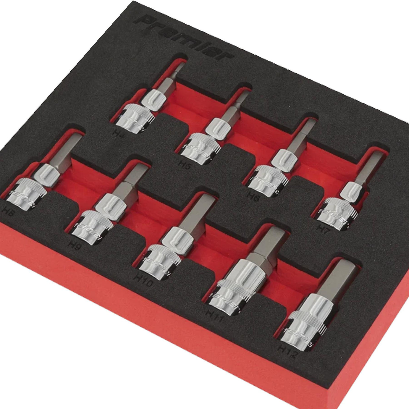 Sealey Hex Socket Bit Set 9pc 3/8"Sq Drive Metric