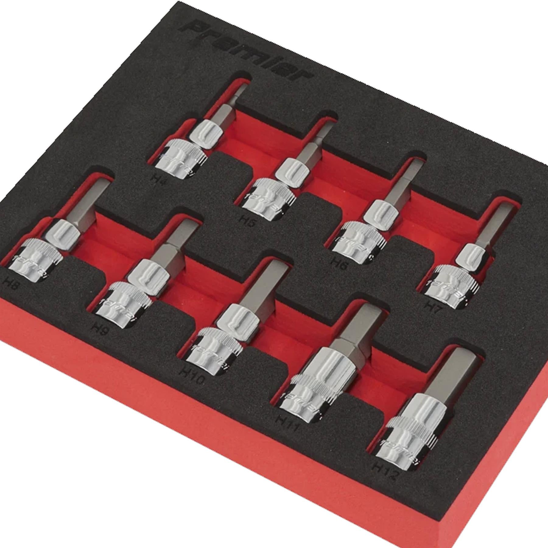 Sealey Hex Socket Bit Set 9pc 3/8"Sq Drive Metric