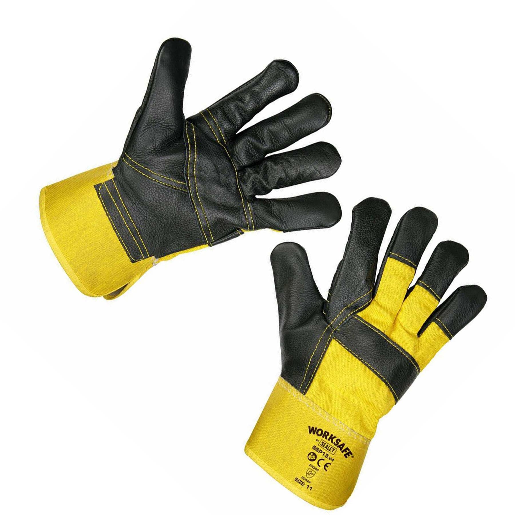 Sealey Rigger's Gloves Hide Palm - Pack of 6 Pairs