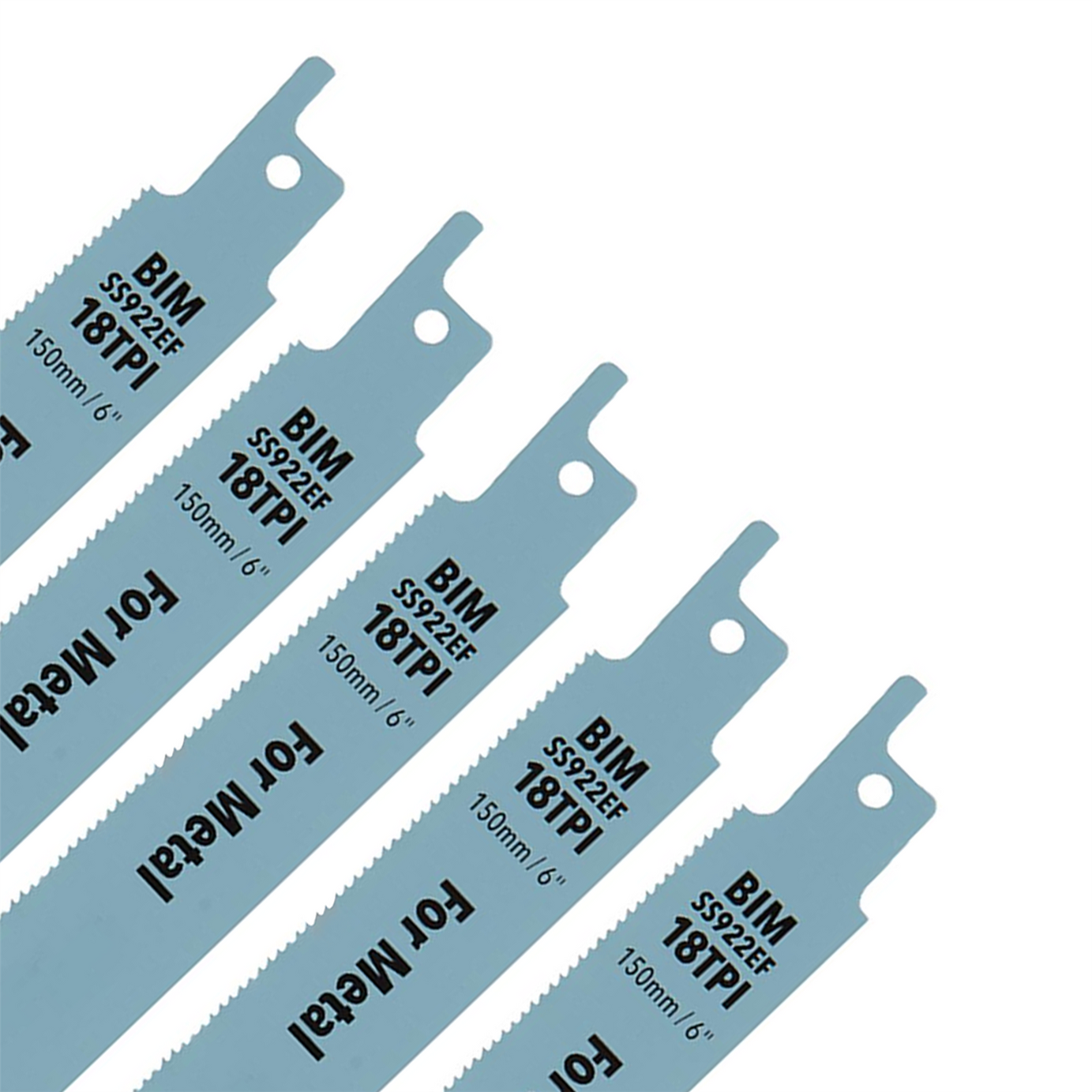 Heavy Duty 5 x Reciprocating Saw Blades 18 Tpi 150mm Metal Cutting Straight Fine