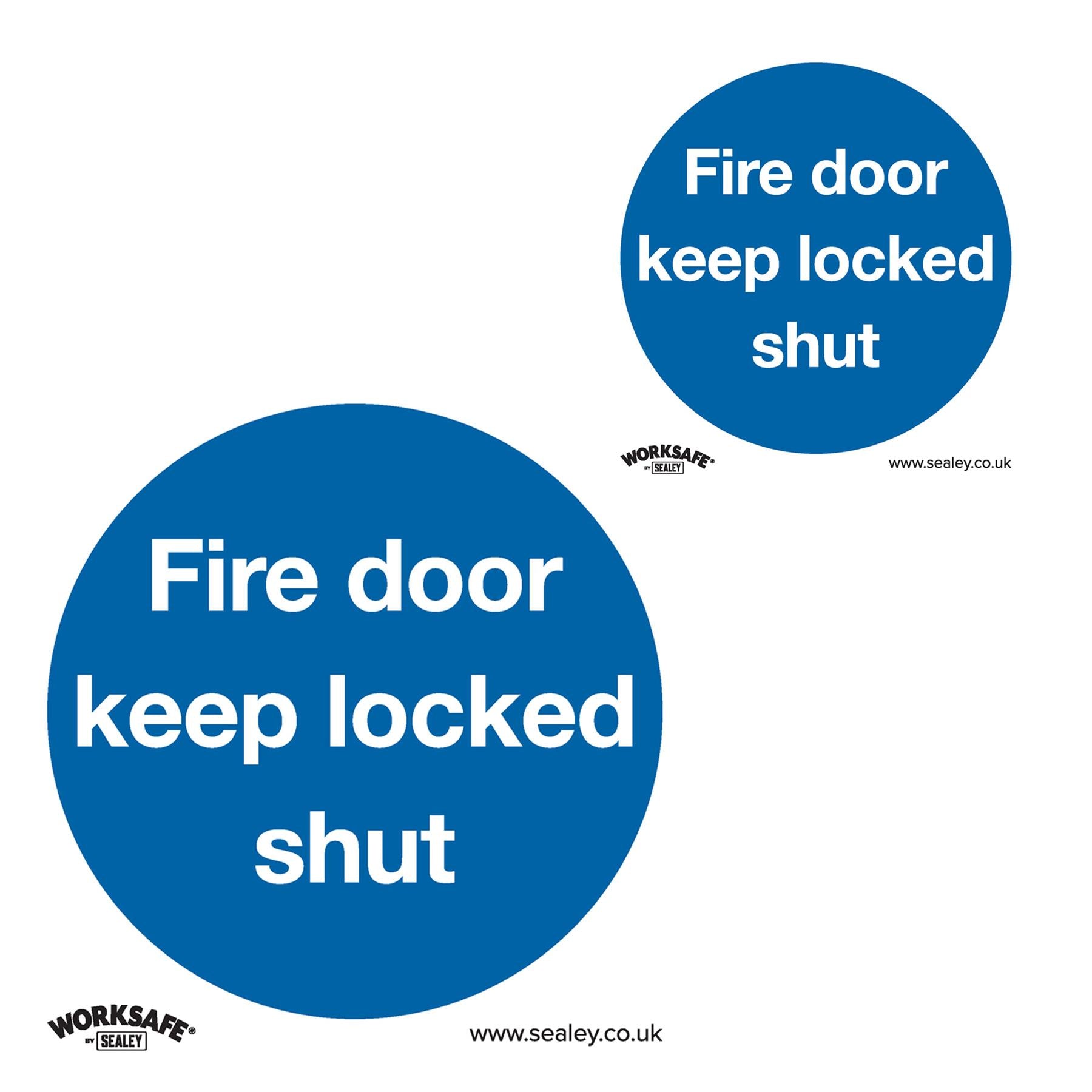 Mandatory Safety Sign - Fire Door Keep Locked Shut - Rigid Plastic