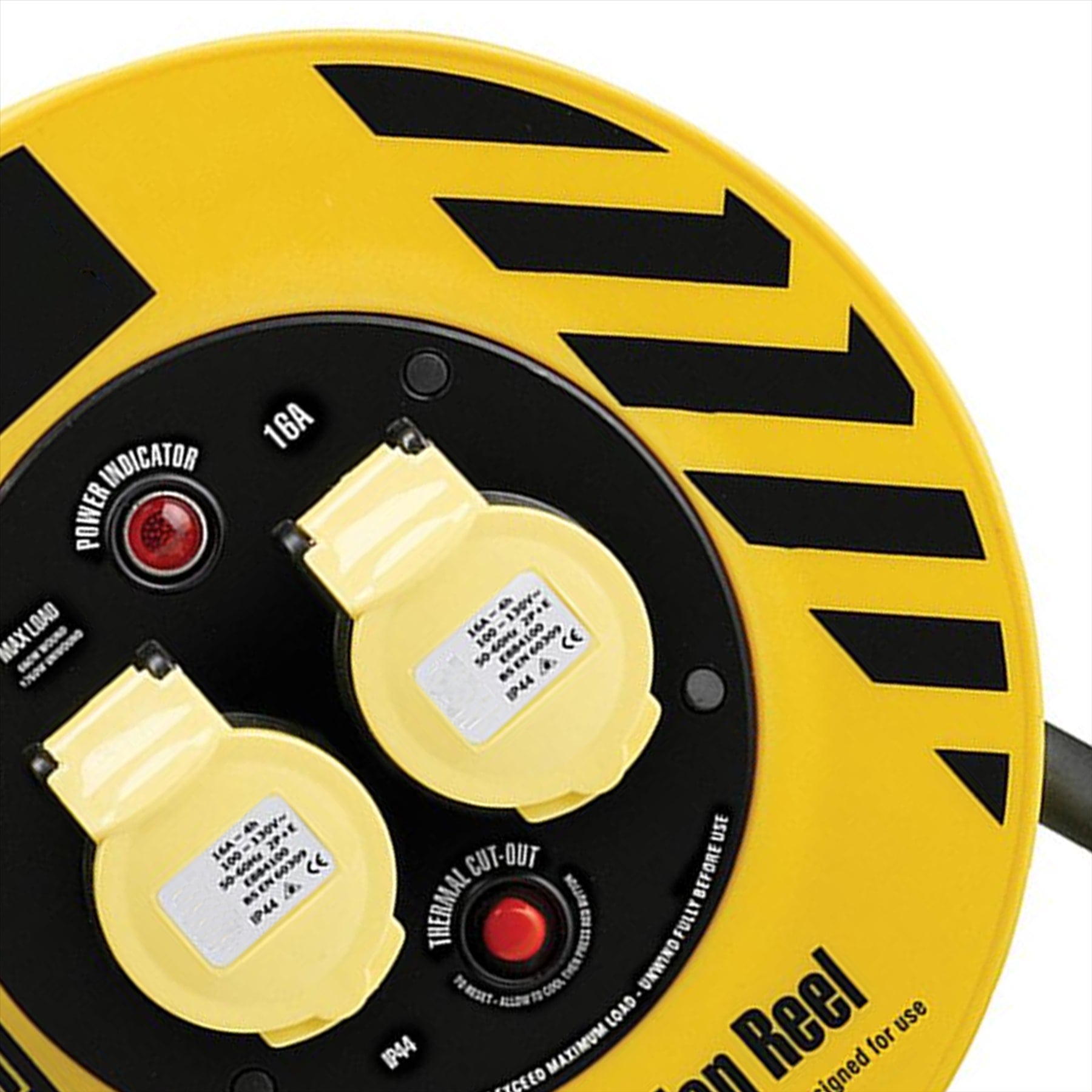 Defender Cable Reel 2-Way 16A 25m 110V Steel A-frame