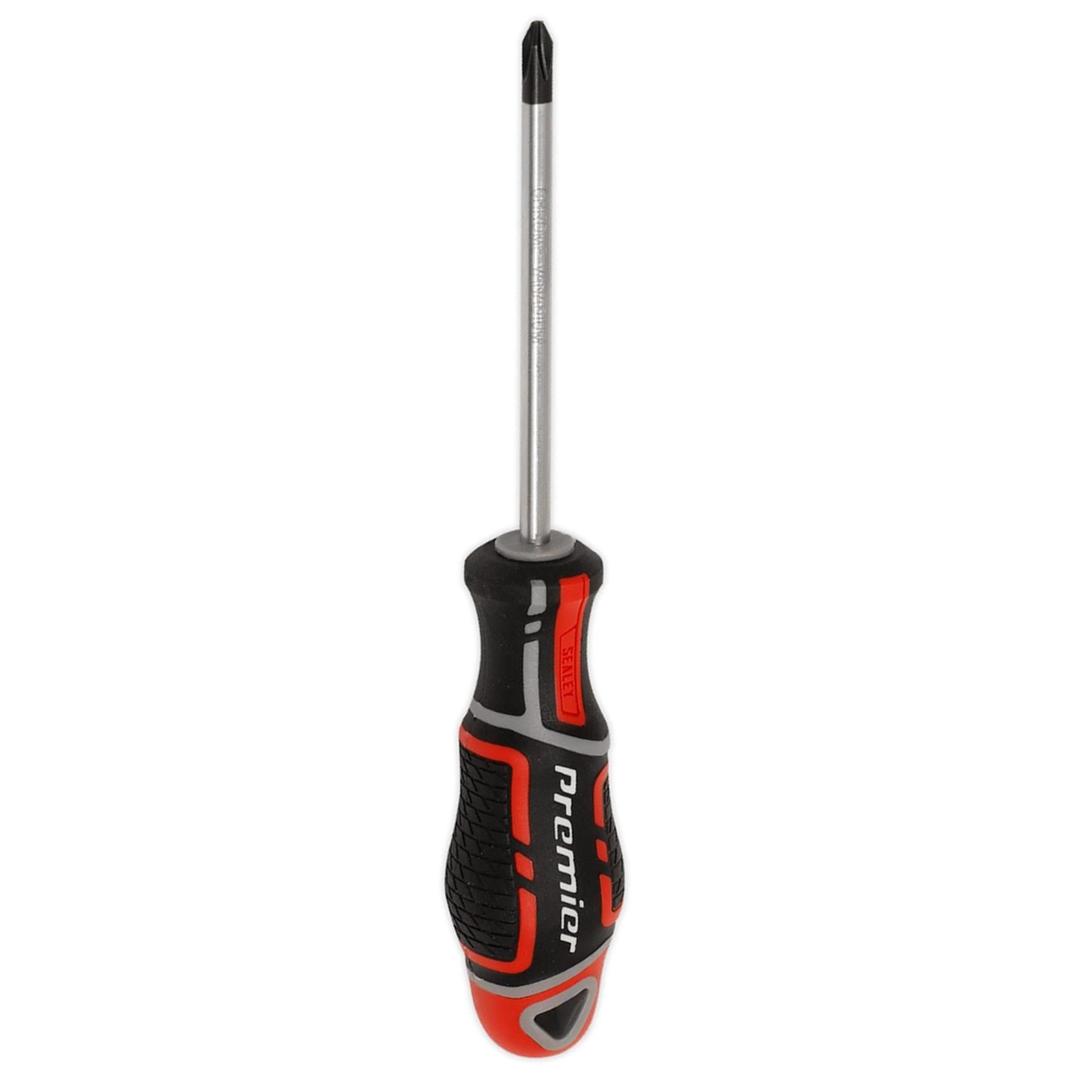 Sealey Screwdriver Pozi Pozidriv #2 x 100mm Soft Grip Handle Magnetic GripMAX
