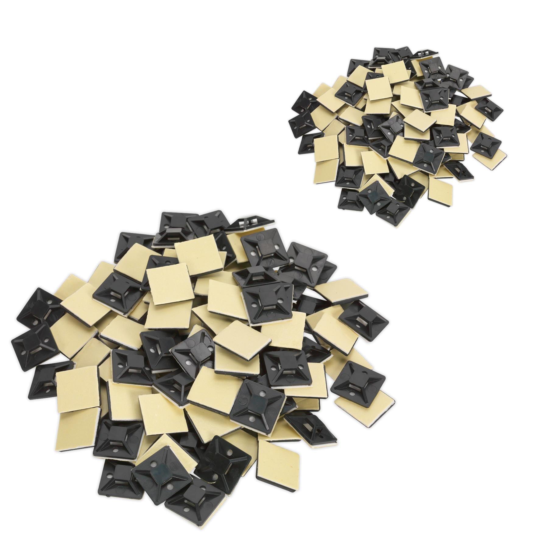 Sealey Self-Adhesive Cable Tie Mount 25 x 25mm Black Pack of 100