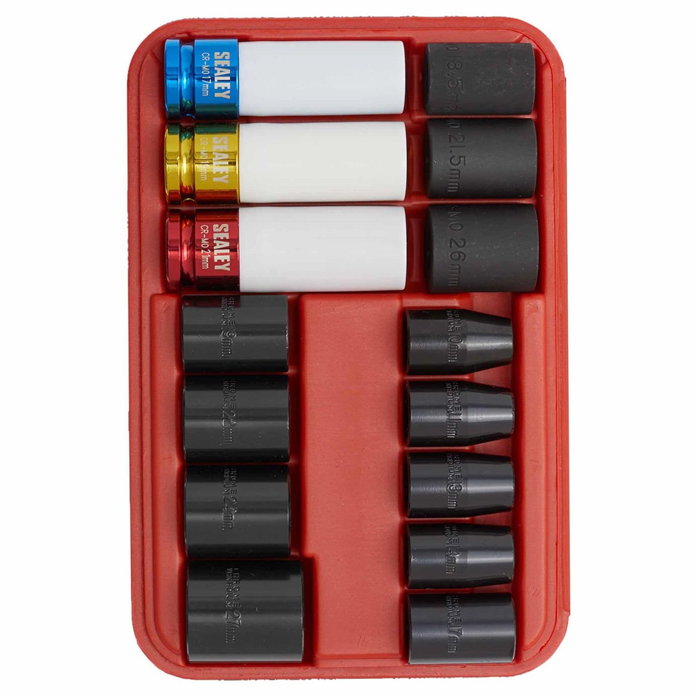 Impact Socket & Wheel Nut Remover Set 15pc 1/2"Sq Drive. Sealey