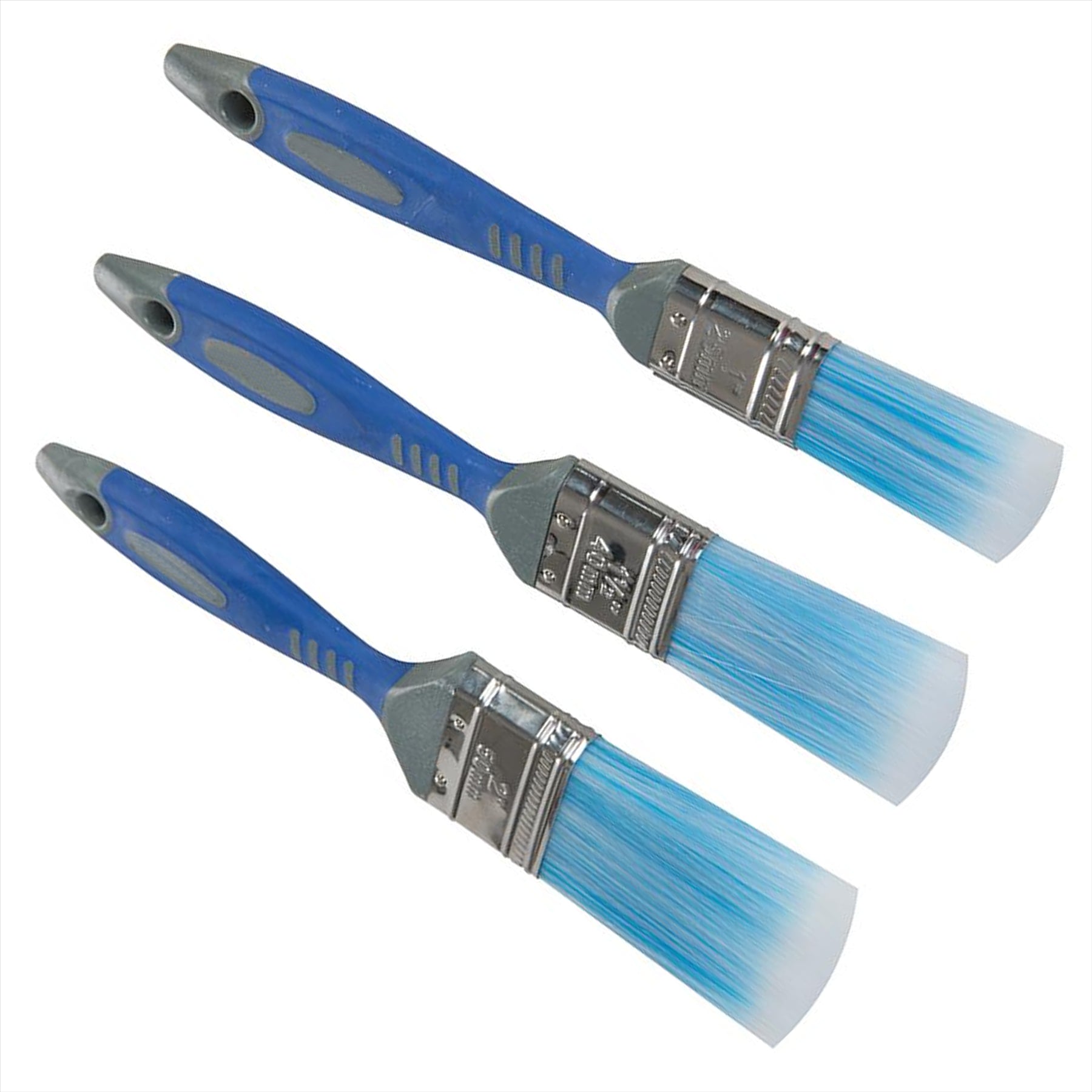 No-Loss Synthetic Paint Brush Set 3Pc Corrosion Resistant Stainless Steel Ferule