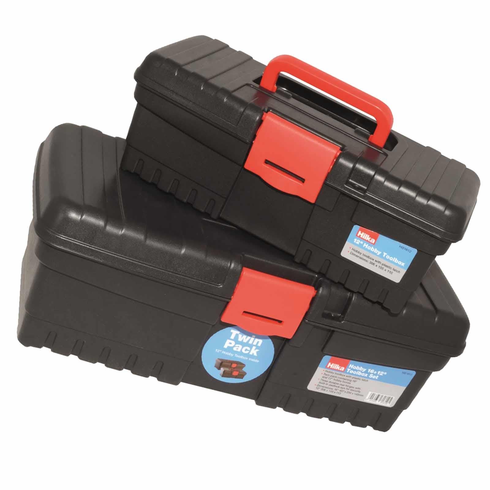 2pc Hobby Tool Box 16" + 12" Storage Carry Case Handle Latch Art Craft
