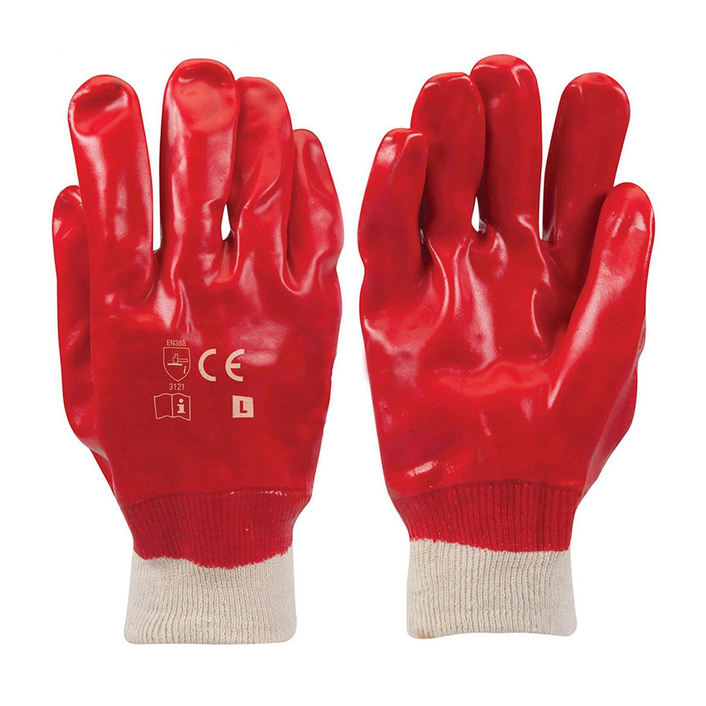 1 x Red PVC Gloves Full Dipped Quality Safety Protective Workwear PPE