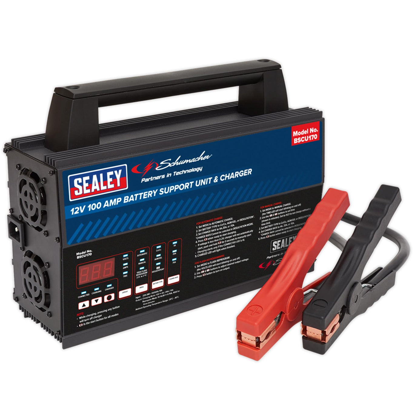 Sealey Schumacher Battery Support Unit & Charger - 12V 100A