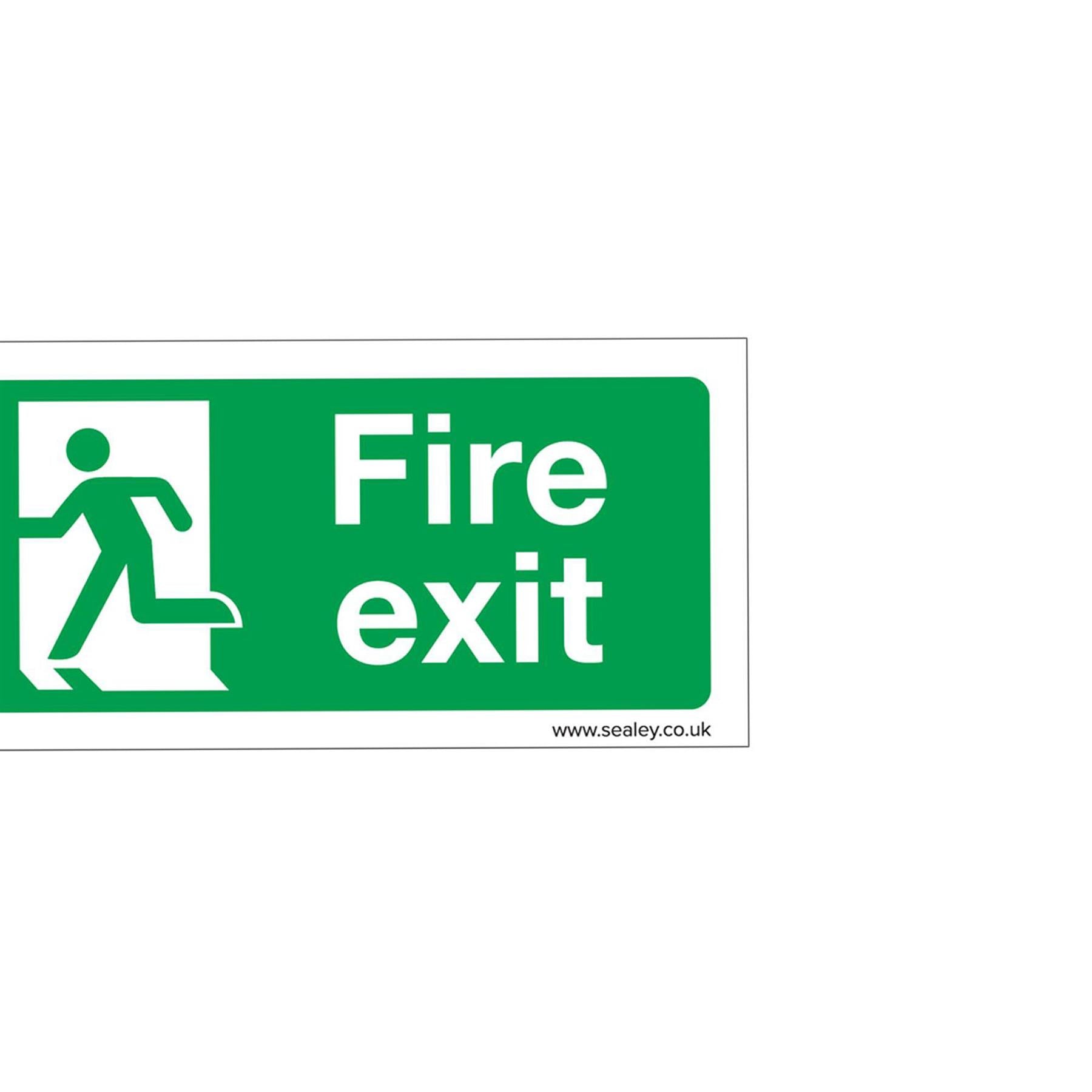 Sealey Safety Sign - Fire Exit (Left) - Slf-Adhes. Vinyl - Pk of 10