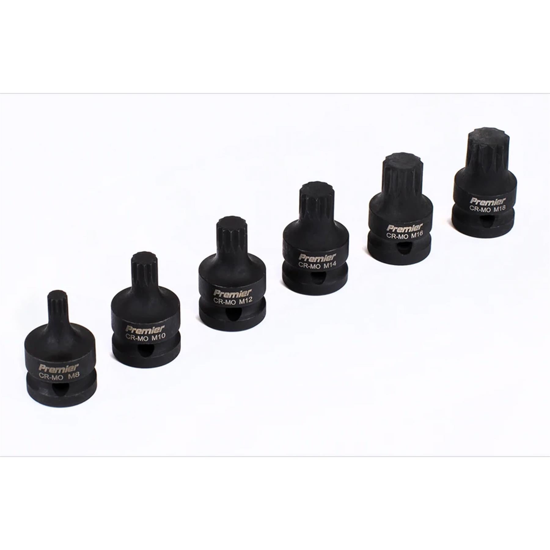 Sealey Impact Spline Socket Bit Set 6pc 1/2"Sq Drive