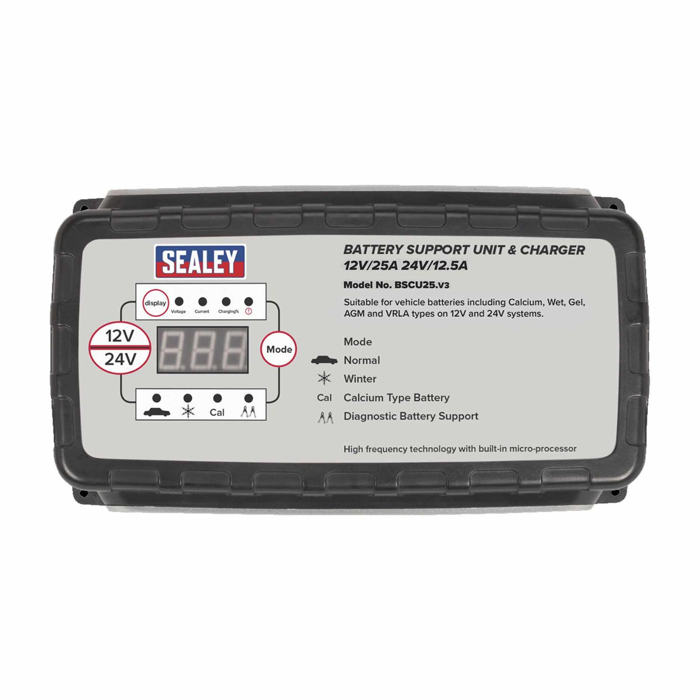 Sealey Battery Support Unit & Charger 12V-25A/24V-12.5A