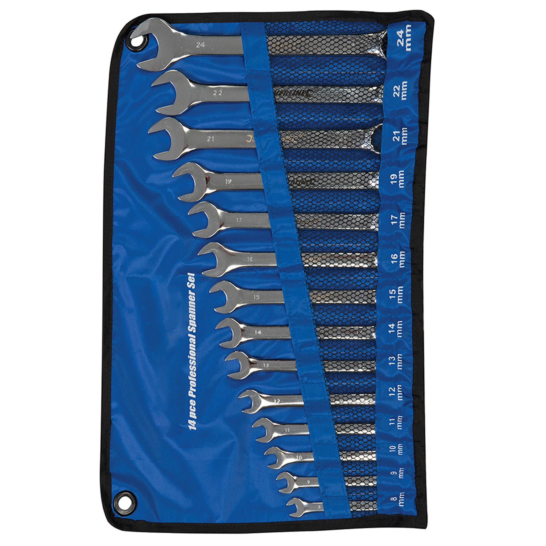 14 Pce  Pro Cr-V Metric Combination Spanner Set 8-24mm (Sp50)