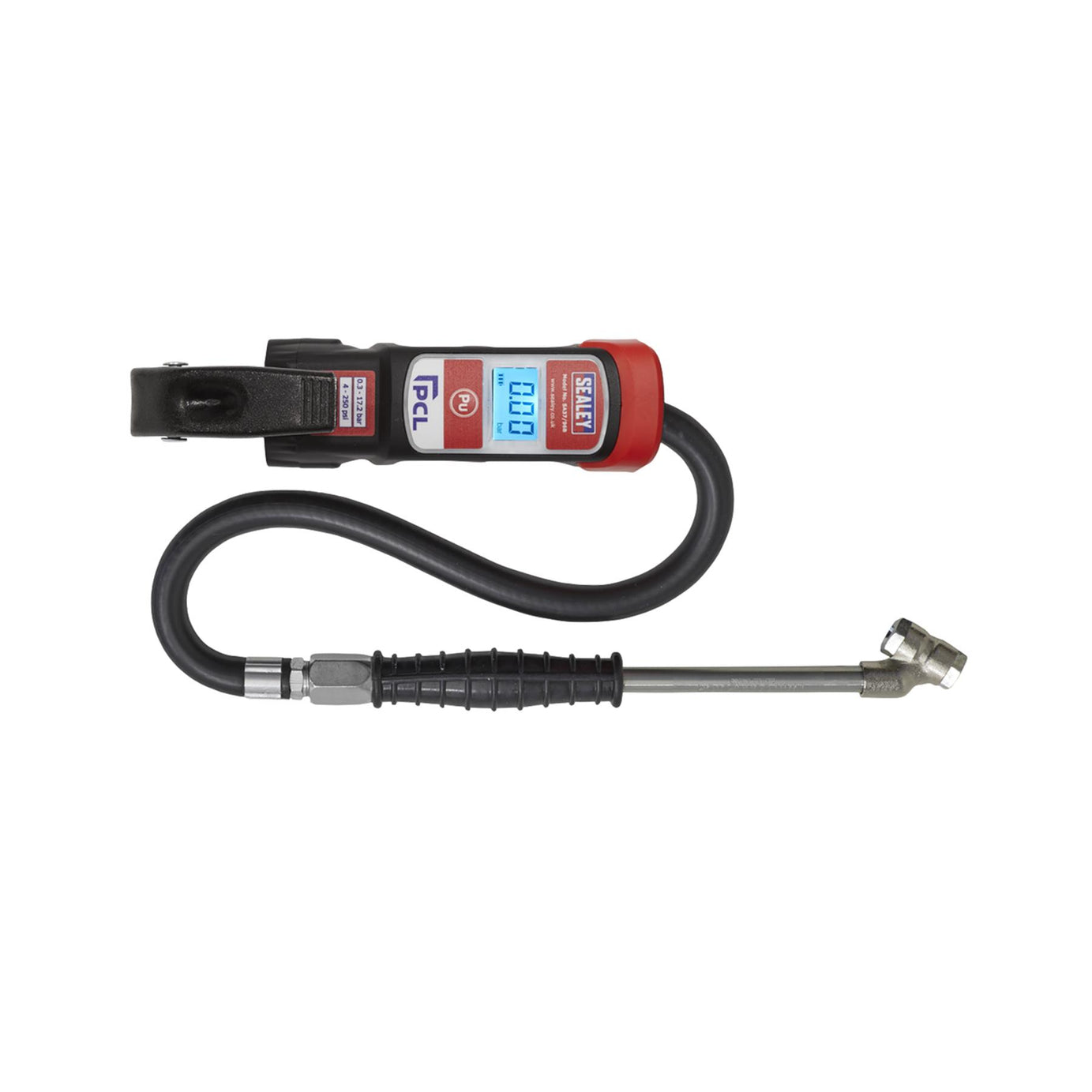 Sealey Prem. Anodised Digital Tyre Inflator-Twin Push-On Connector