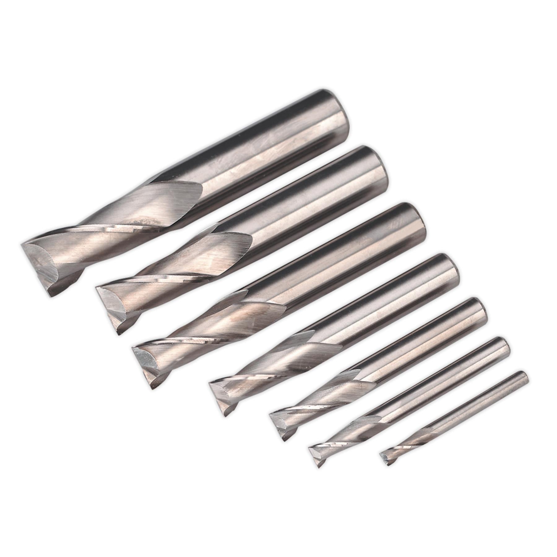 Sealey HSS End Mill Set 4-16mm 2 Flute Comprehensive Range Of High Quality