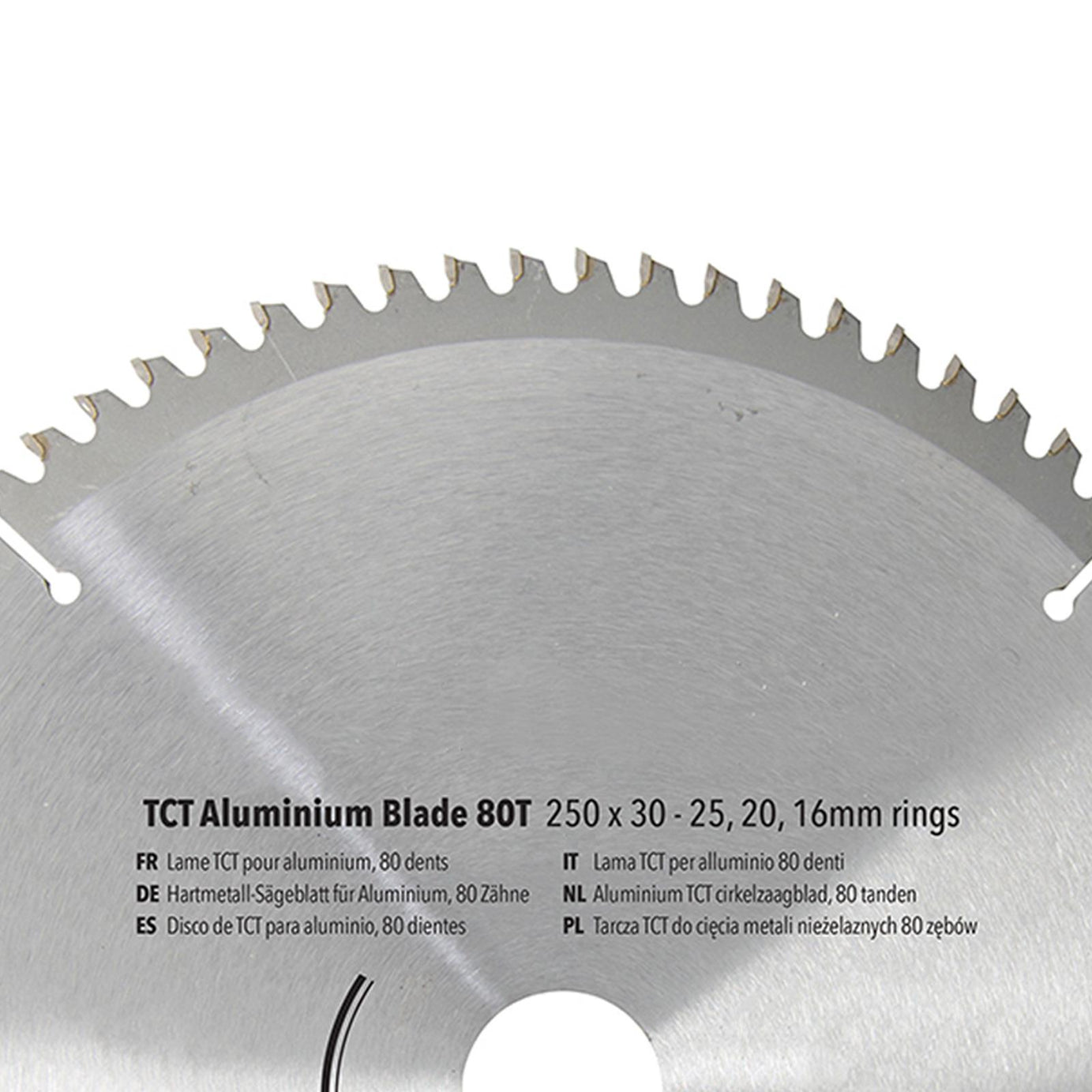250mm 80T Aluminium Circular Saw Blade 30mm Bore 25mm 20mm 16mm Rings Mitre 10"
