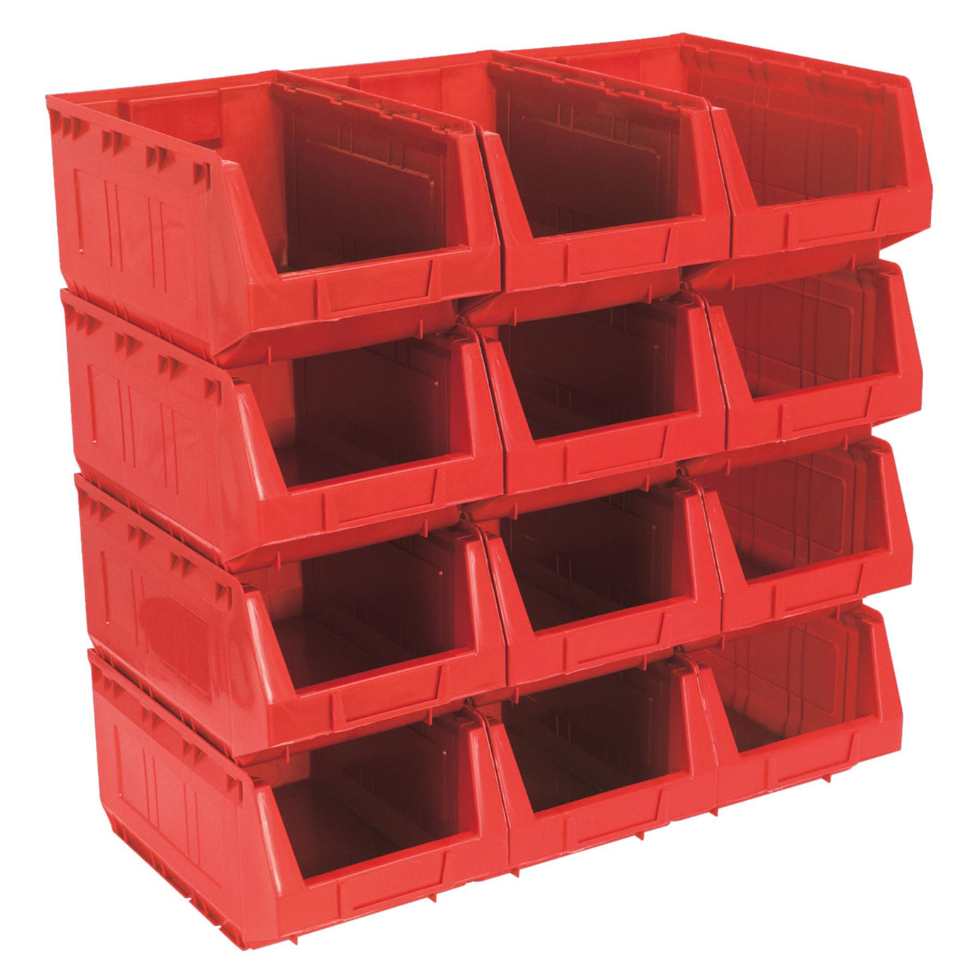 Sealey Plastic Storage Bin 210 x 355 x 165mm - Red Pack of 12