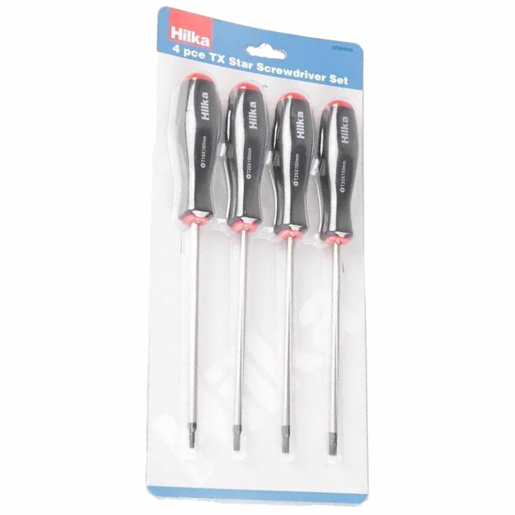 4Pc Extra Long Star Torx Screwdriver Set T15 T20 T25 T30 Garage Workshop