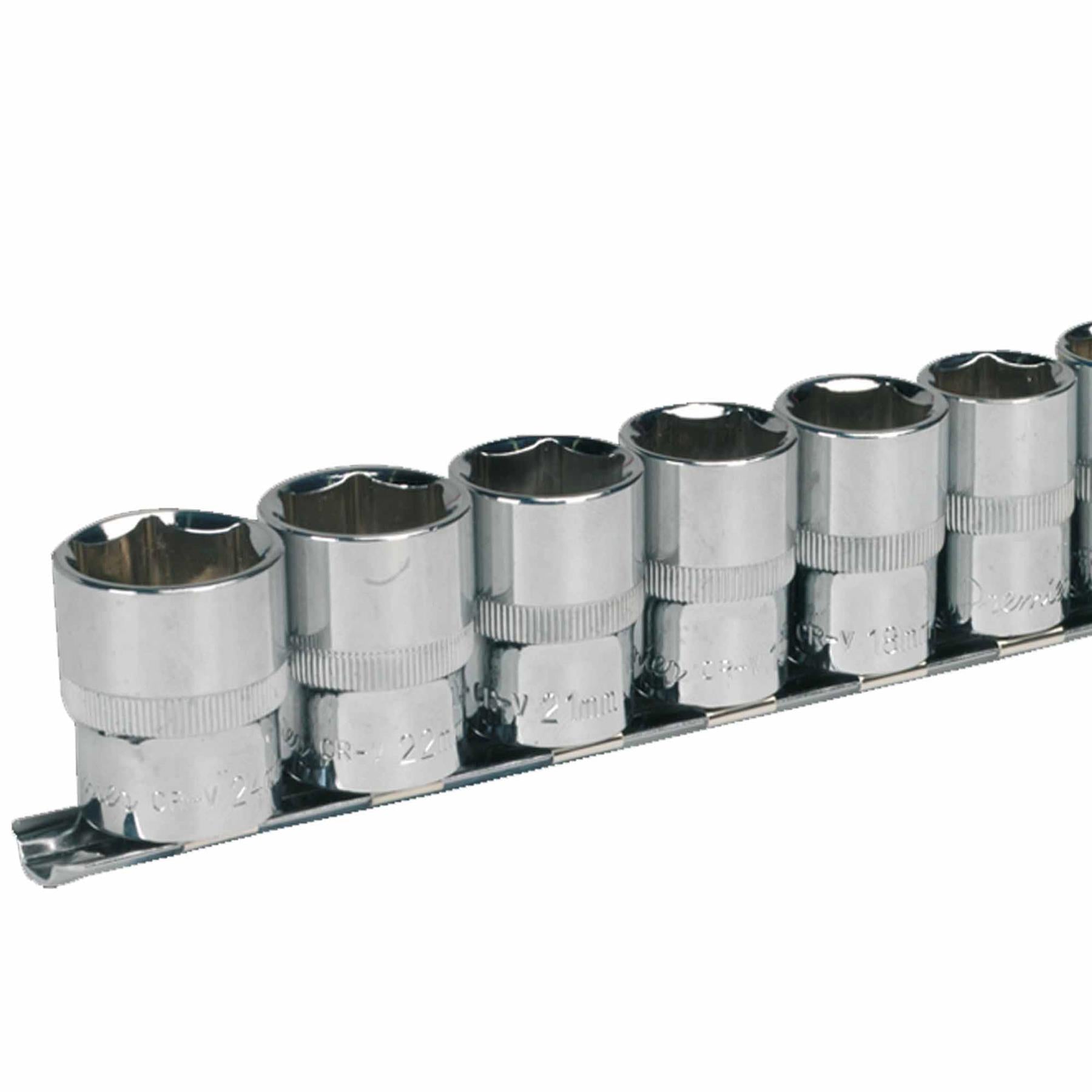 Socket Set 12pc 1/2"Sq Drive 6pt WallDrive Metric. Sealey