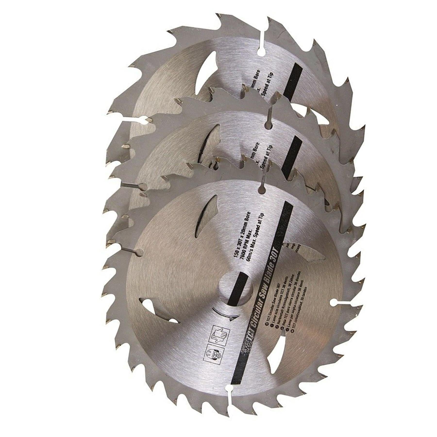 3 Piece TCT Circular Saw Blade Set 150 x 20 - 16, 12.75mm Rings