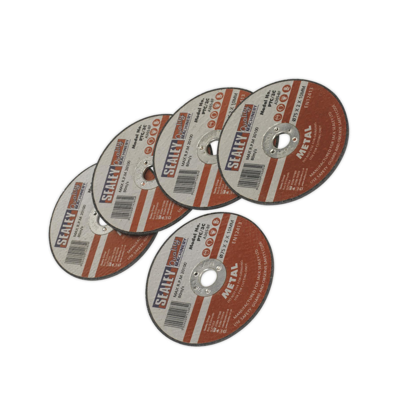 Sealey Cutting Disc Ø75 x 2mm Ø10mm Bore Pack of 5