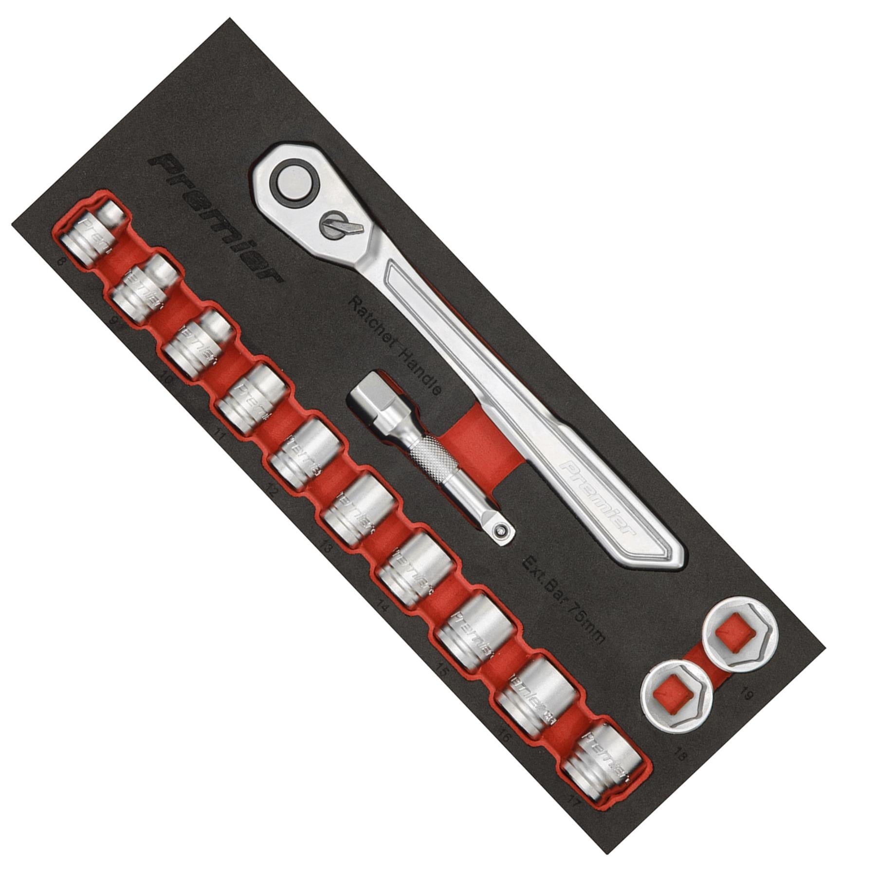 Sealey Low Profile Socket Set 14pc 3/8"Sq Drive Metric - Platinum