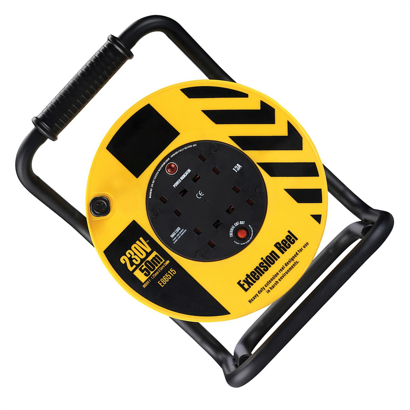 Defender Heavy Duty Reel 4-Way 50m 230V 13A Strong steel frame