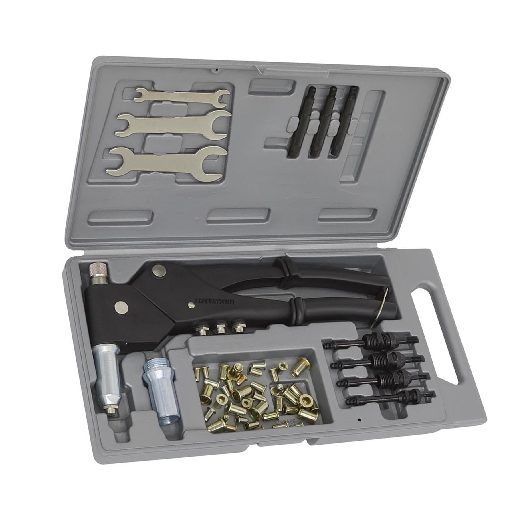 Sealey Blind Nut & Stud Riveting Kit Rivet Rivetner Rivnut Gun Mandrels