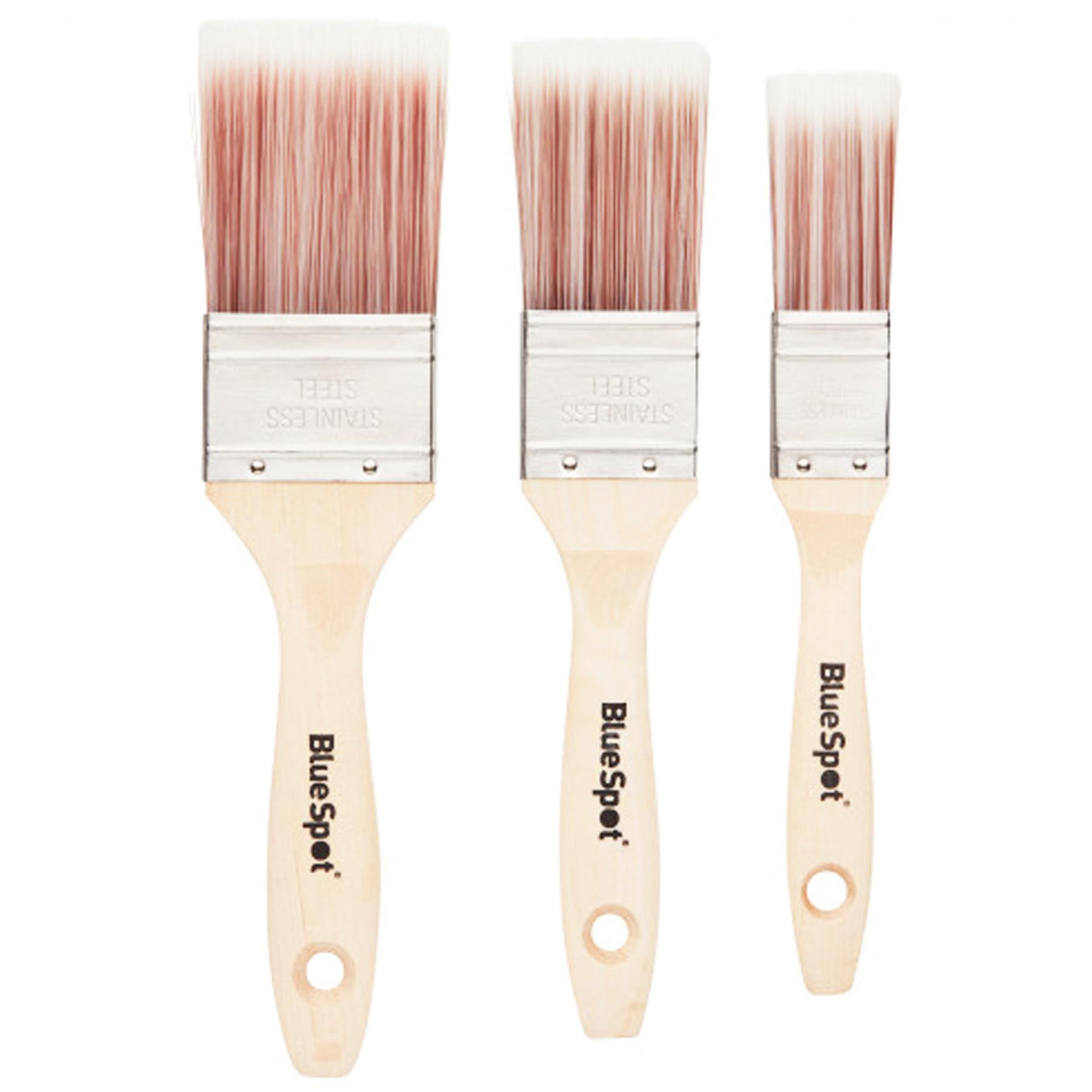 BlueSpot 3 PCE Synthetic Wooden Handle Paint Brushes Set 1", 1 ½" and 2"