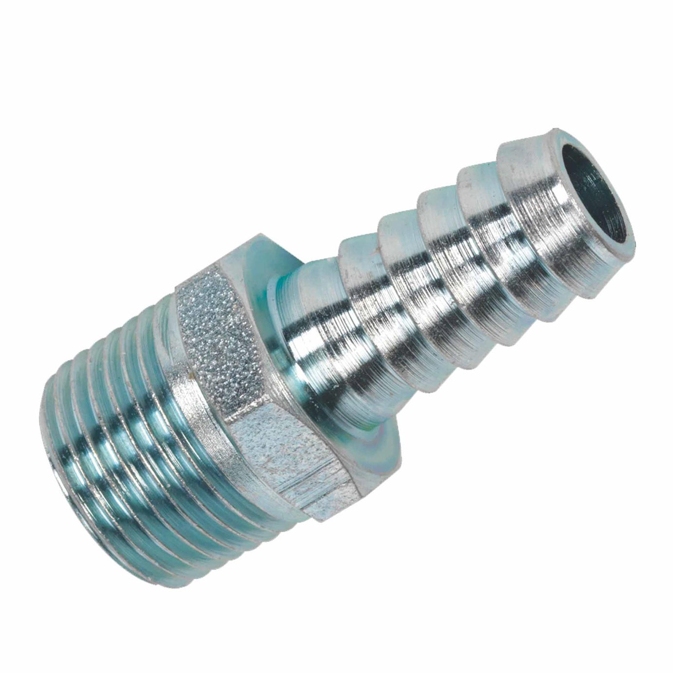 Screwed Tailpiece Male 3/8"BSPT - 3/8" Hose Pack of 5. Sealey