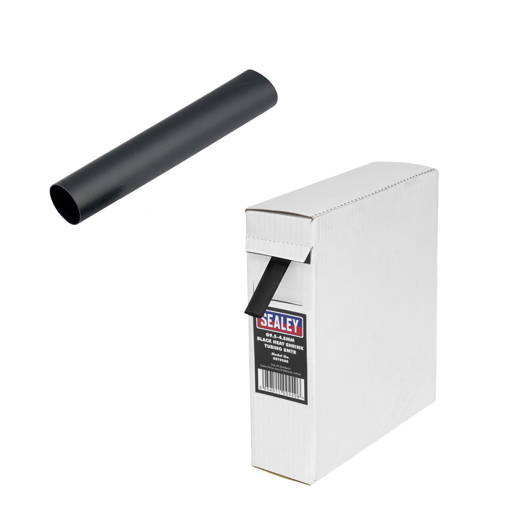 Sealey Heat Shrink Tubing Black 9.5-4.8mm 8m