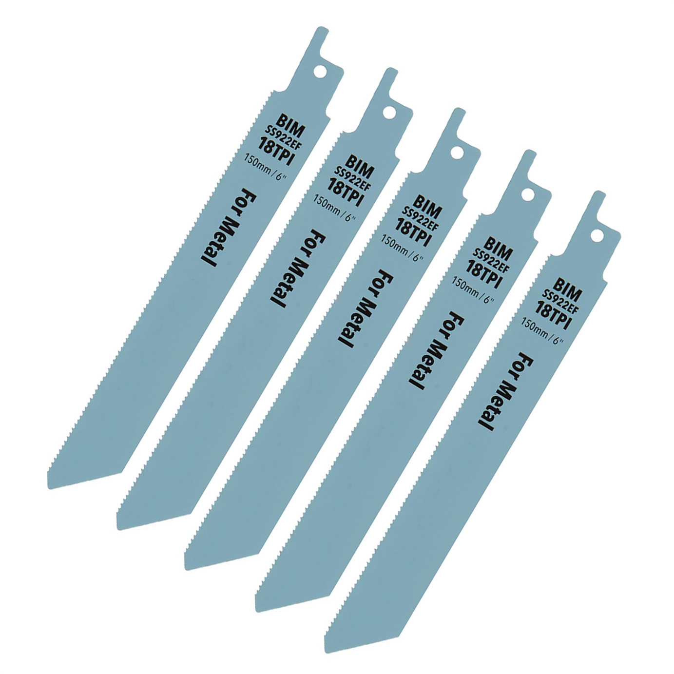 Heavy Duty 5 x Reciprocating Saw Blades 18 Tpi 150mm Metal Cutting Straight Fine