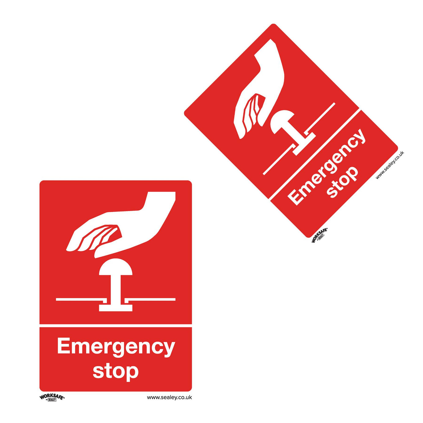 Sealey Safety Sign - Emergency Stop - Rigid Plastic - Pack of 10