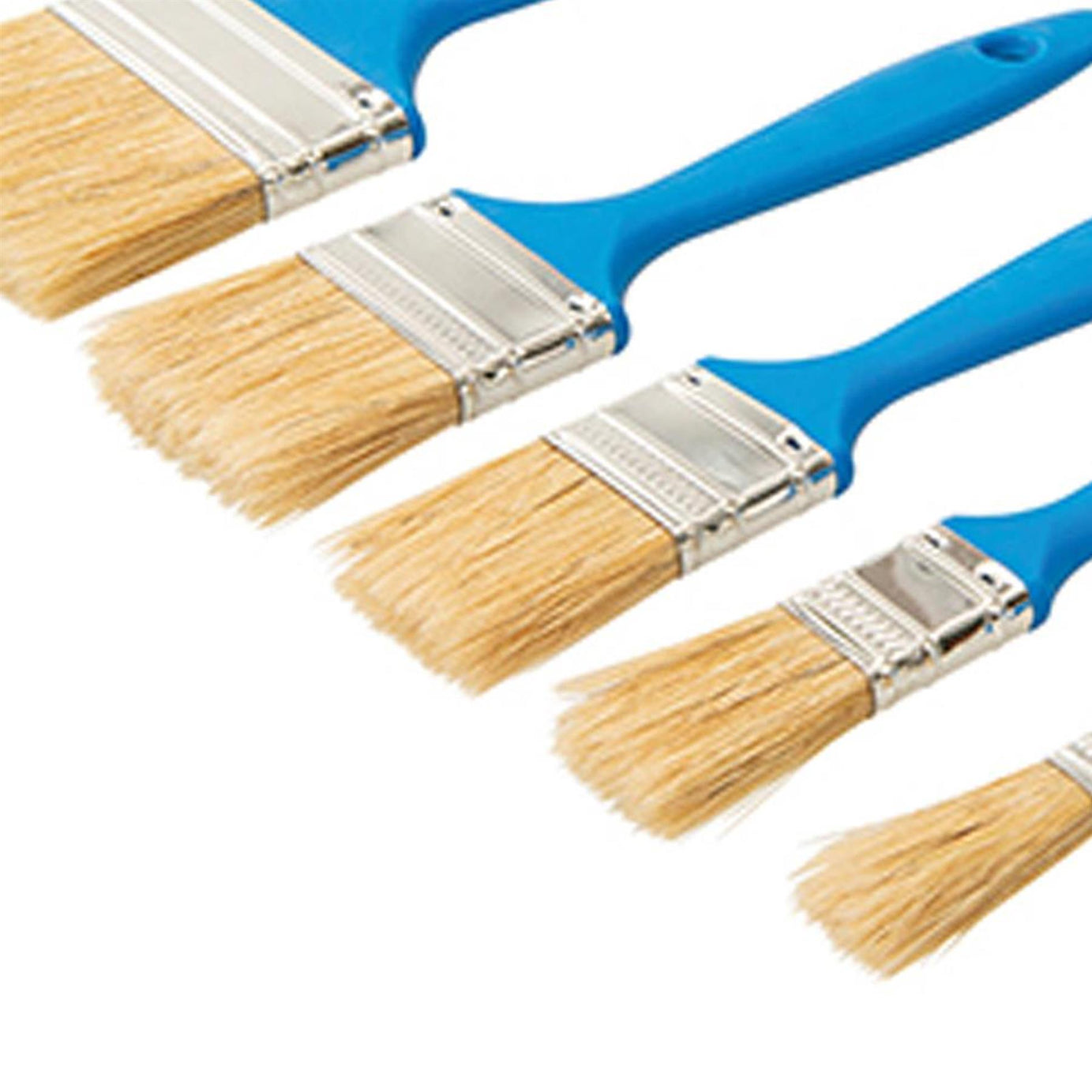 Disposable Paint Brush Set 5Pc Utility Brushes W/ Pure Bristles & Wooden Handle