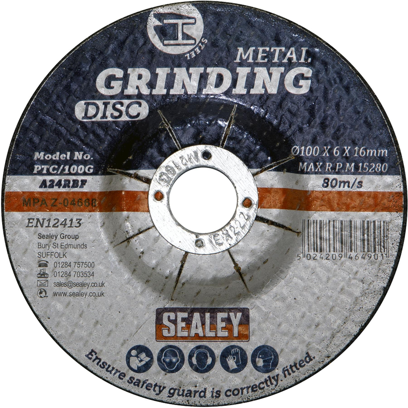 Sealey Grinding Disc 100 x 6mm 16mm Bore PTC/100G